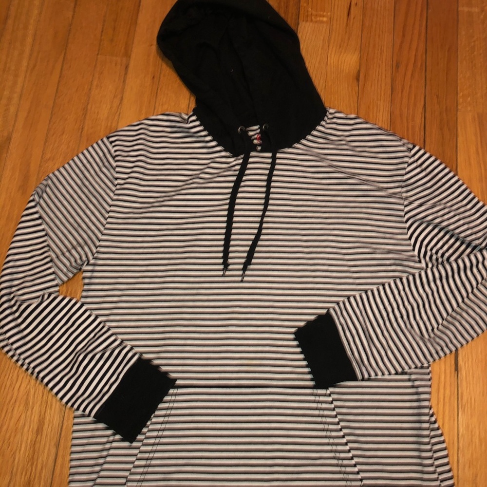Black and white striped Zine hoodie